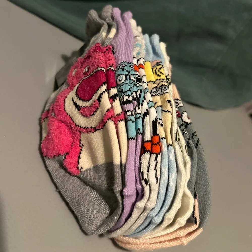 Pixar Disney Character Socks 6 Pairs Toy Story Turning Red Monsters Size 4-10